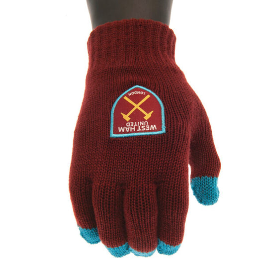 West Ham United FC Touchscreen Knitted Gloves - Adults