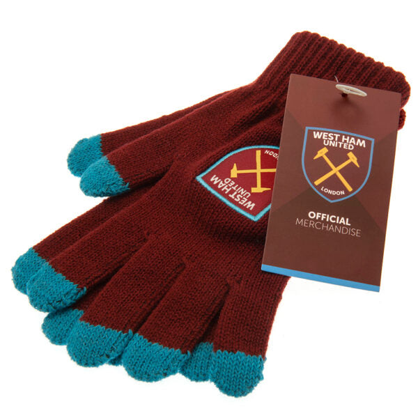 West Ham United FC Touchscreen Knitted Gloves - Adults