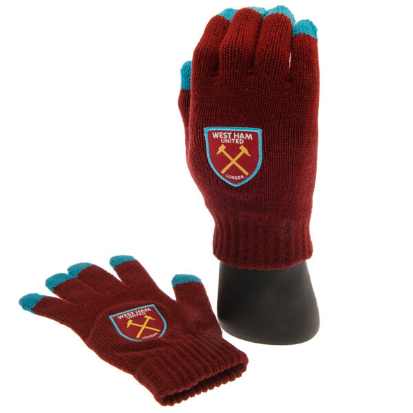 West Ham United FC Touchscreen Knitted Gloves - Adults