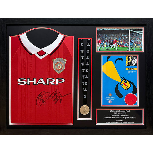 Manchester United FC 1999 Solskjaer & Sheringham Signed Shirt (Framed)