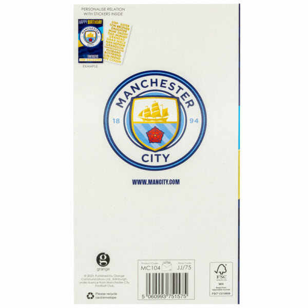 Manchester City FC Personalised Birthday Card