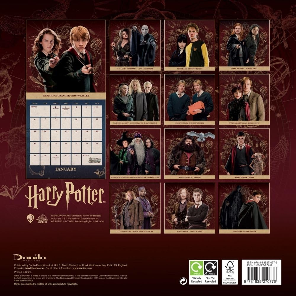 Harry Potter Square Calendar 2025