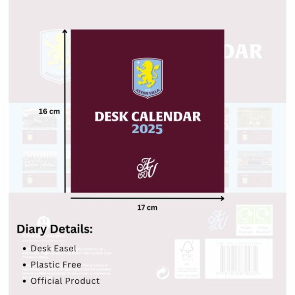 Aston Villa FC Desktop Calendar 2025