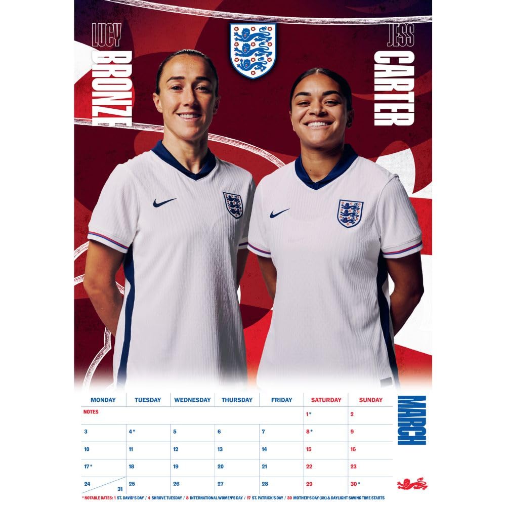 England Lionesses A3 Calendar 2025