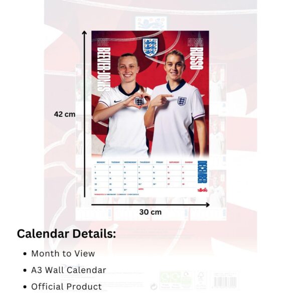 England Lionesses A3 Calendar 2025