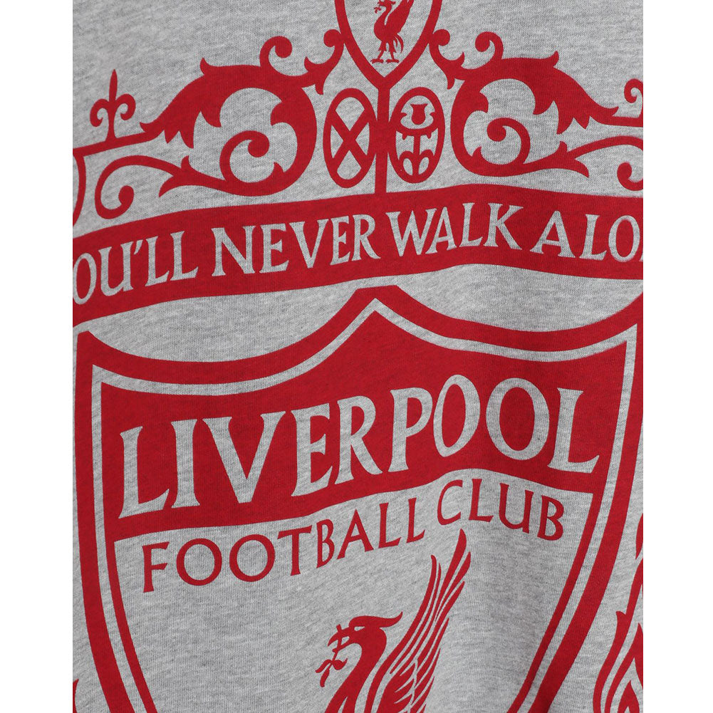 Liverpool FC Crest T Shirt Mens Grey - Large