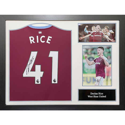 West Ham United FC Declan Rice Signed Shirt (Framed)